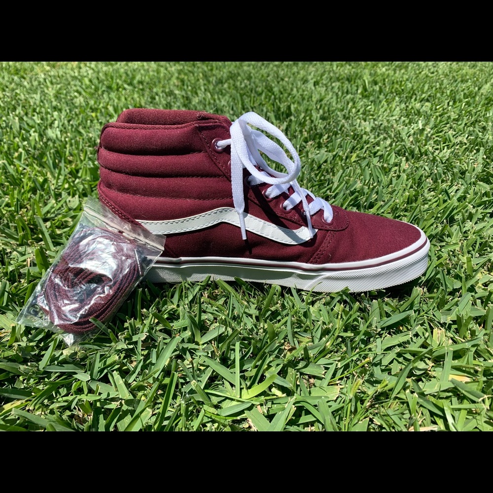 Burgundy Canvas High Top Vans